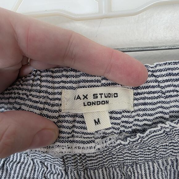 Max Studio Black White Striped Linen Blend Barrel Leg Cropped Pants Size Medium - Picture 3 of 8